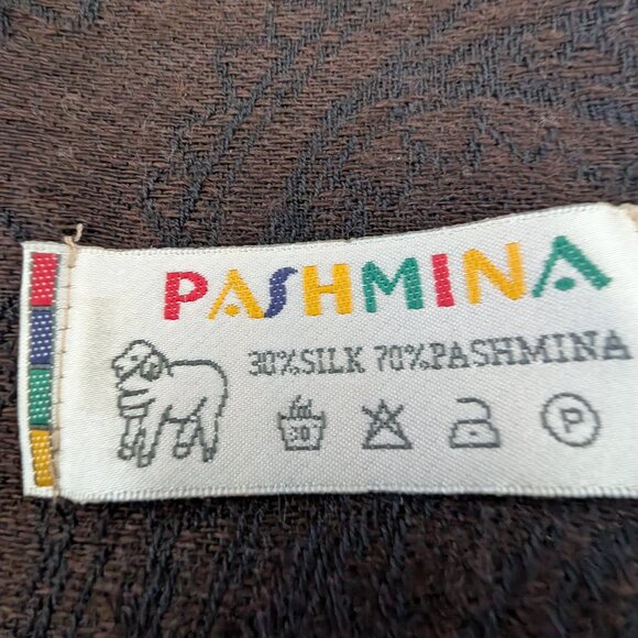 PASHMINA Rich Brown Paisley Wrap Fringe Shawl28 x 80 Lightweight Scarf - Picture 6 of 7